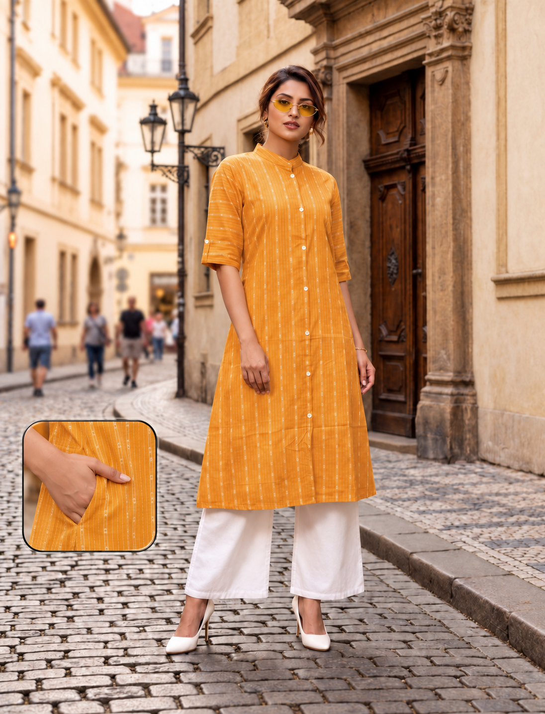 Yellow Striped Cotton Co-ord Set