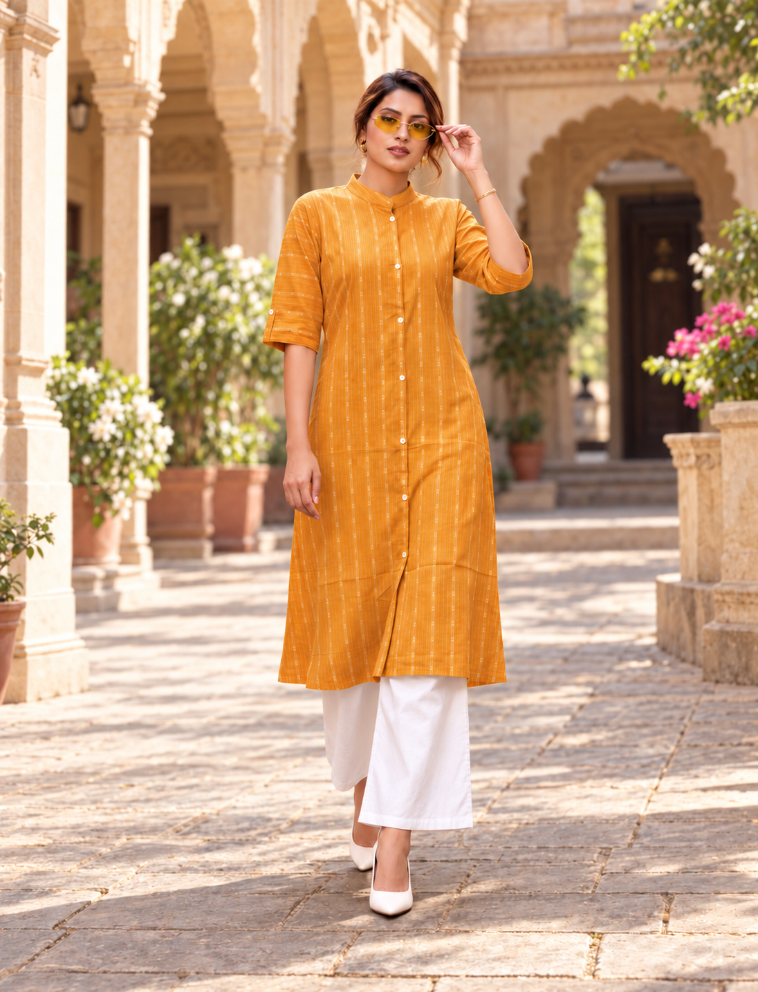 Yellow Striped Cotton Co-ord Set