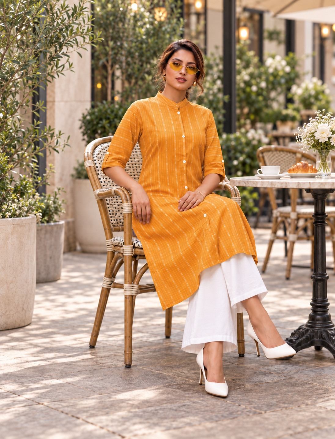 Yellow Striped Cotton Co-ord Set