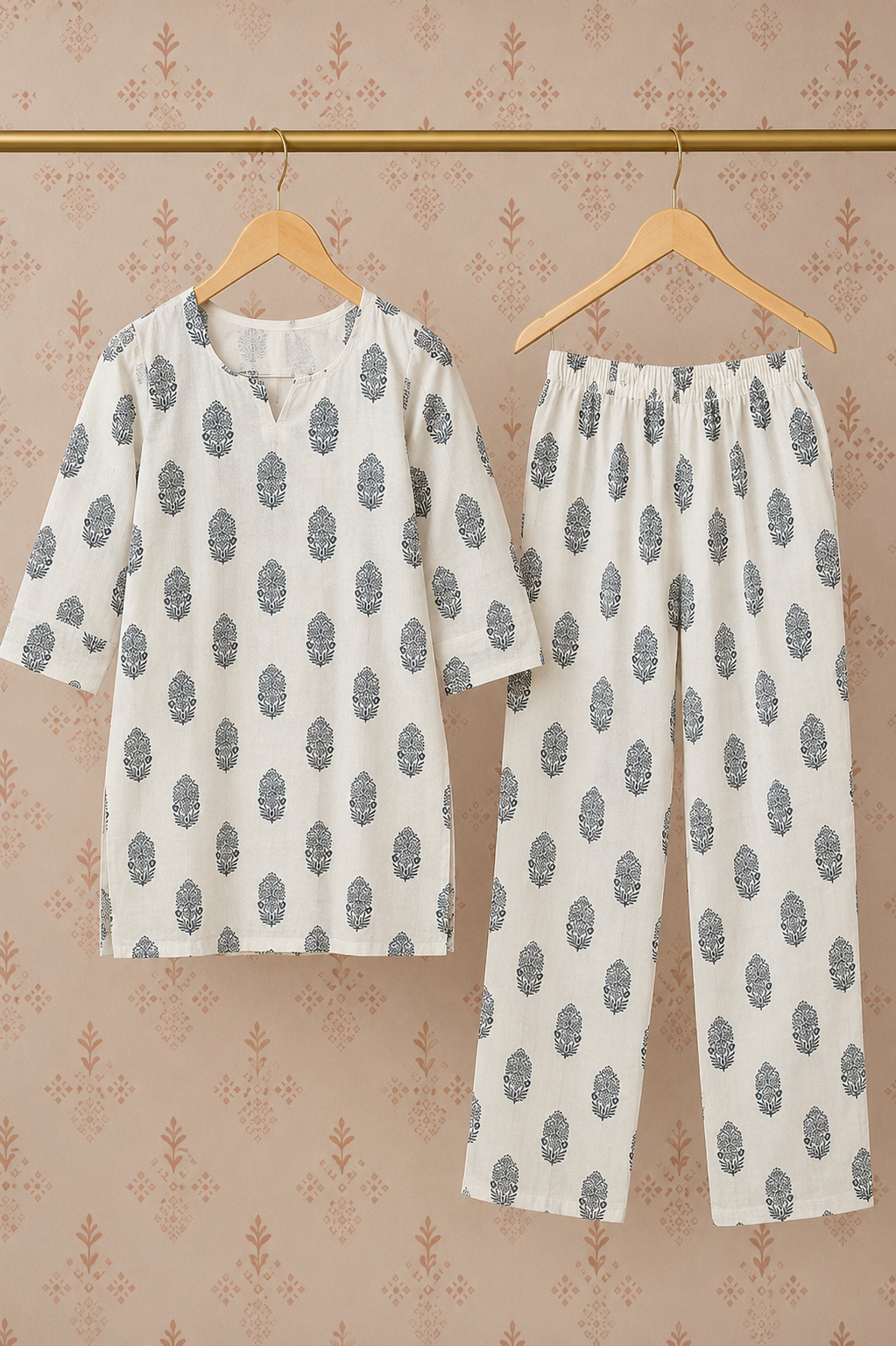 Ivory Floral Printed Cotton Co-ord Set