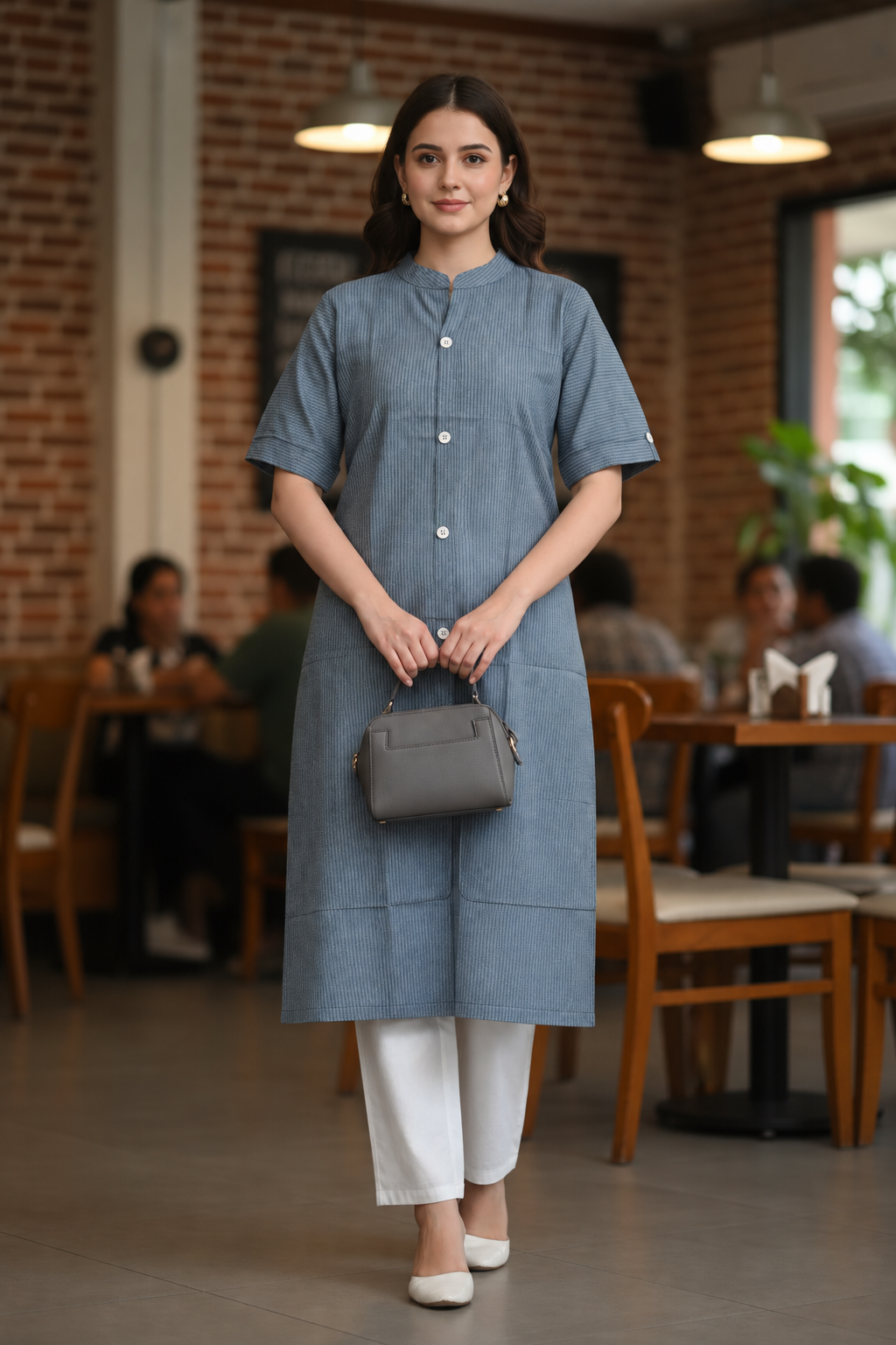 Grey Striped Cotton Co-ord Set