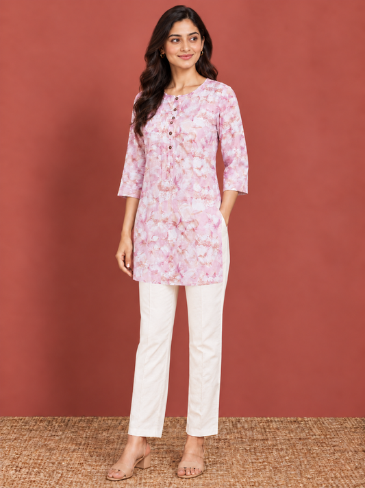 Blush Pink Floral Cotton Co-ord Set