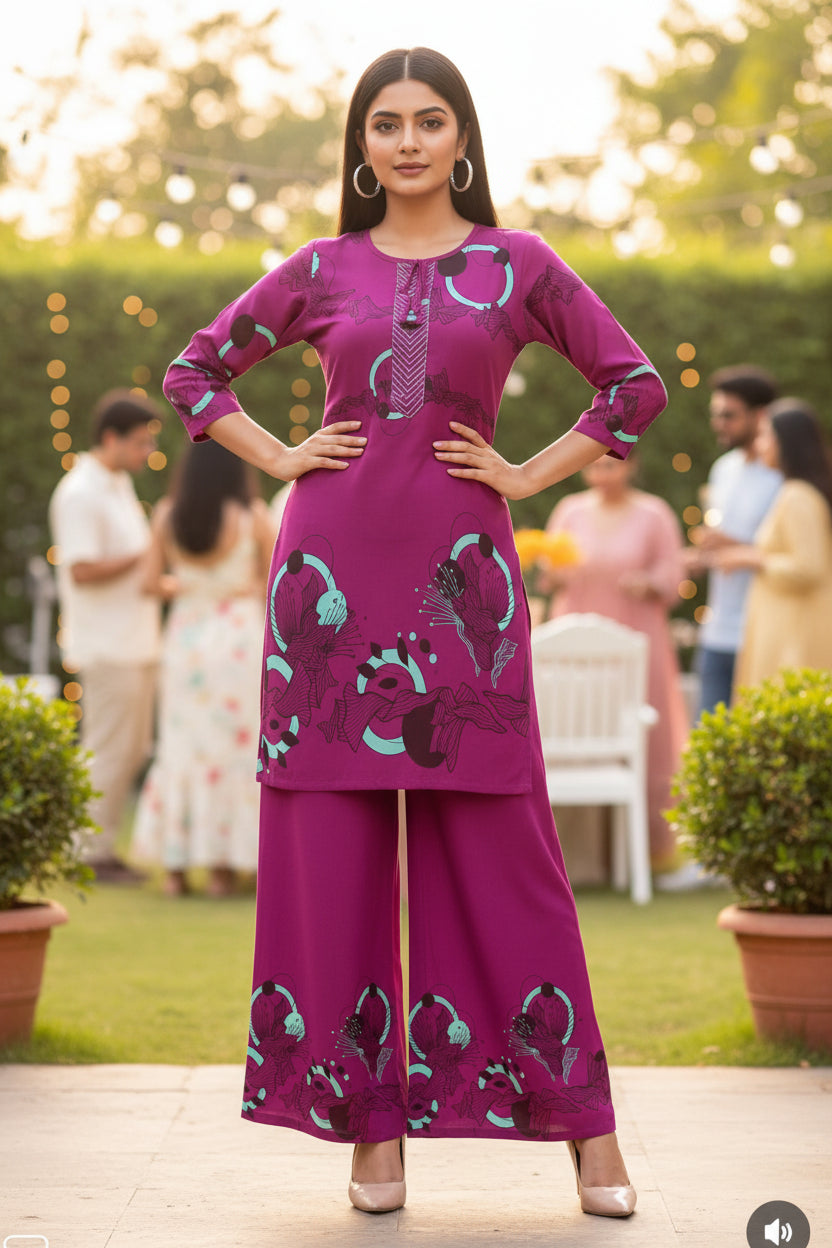 Printed Rayon Co-ord Set