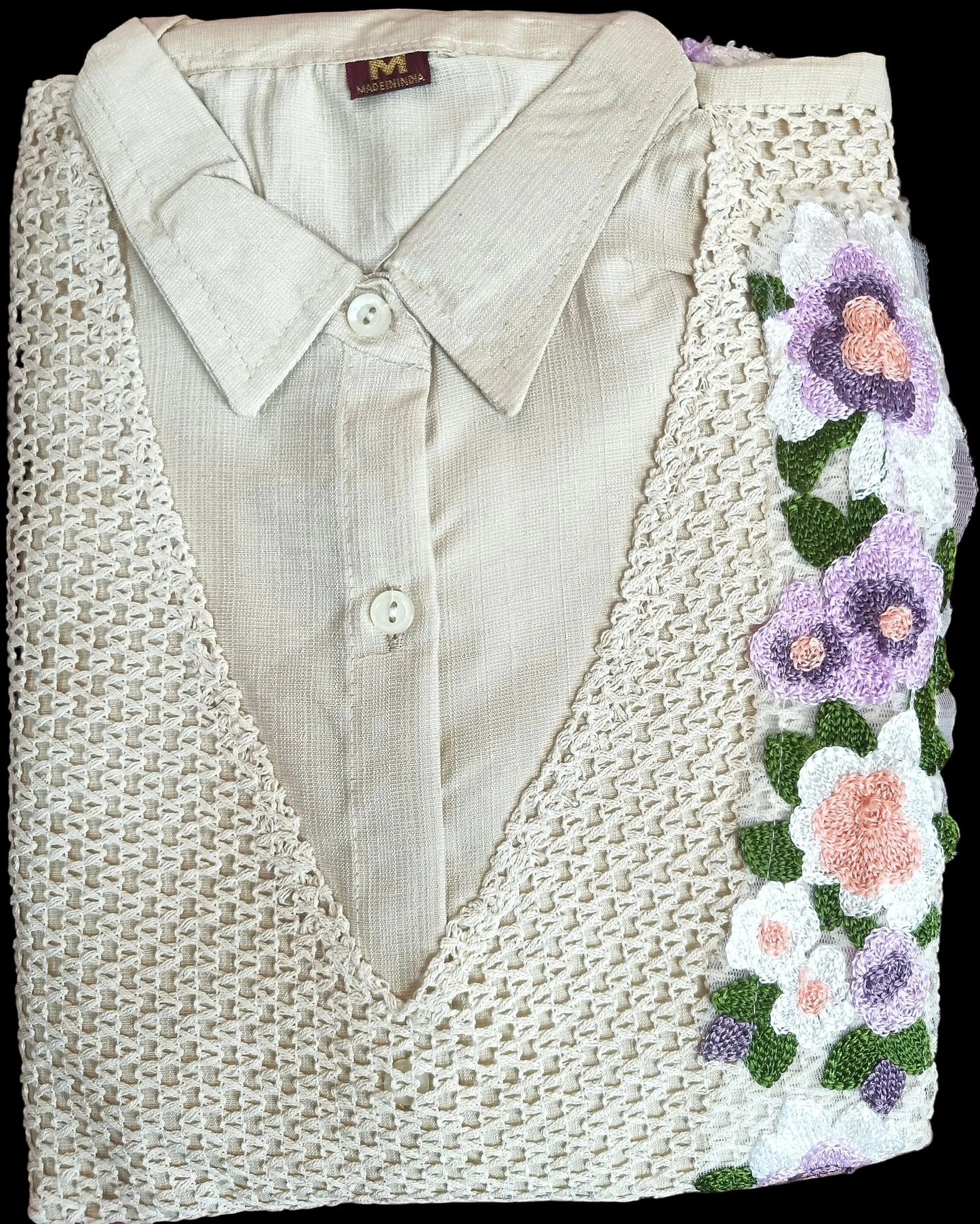Ivory Floral Crochet Layered Cotton Co-ord Set