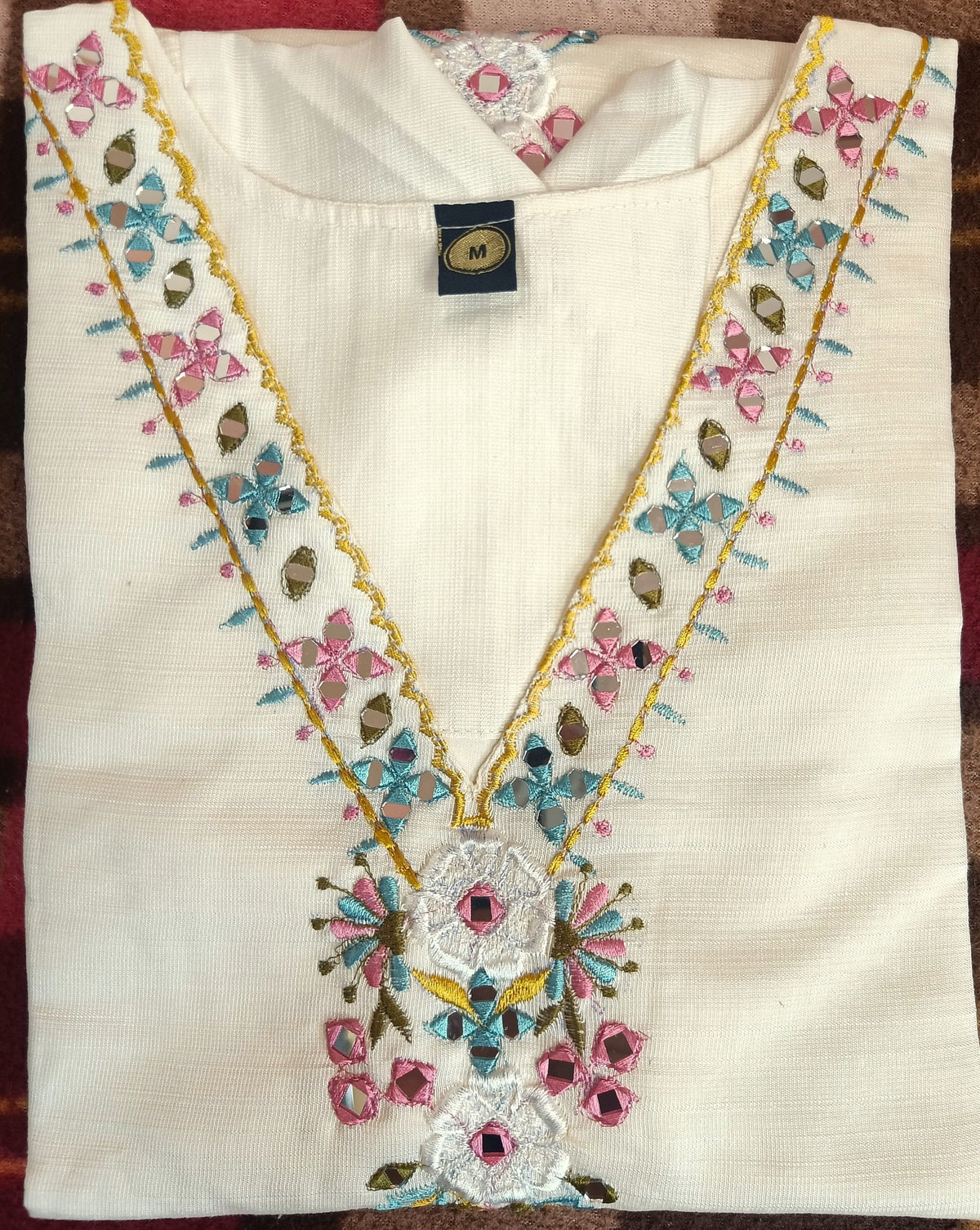 Ivory or Off-White Floral Embroidered Co-ord Set