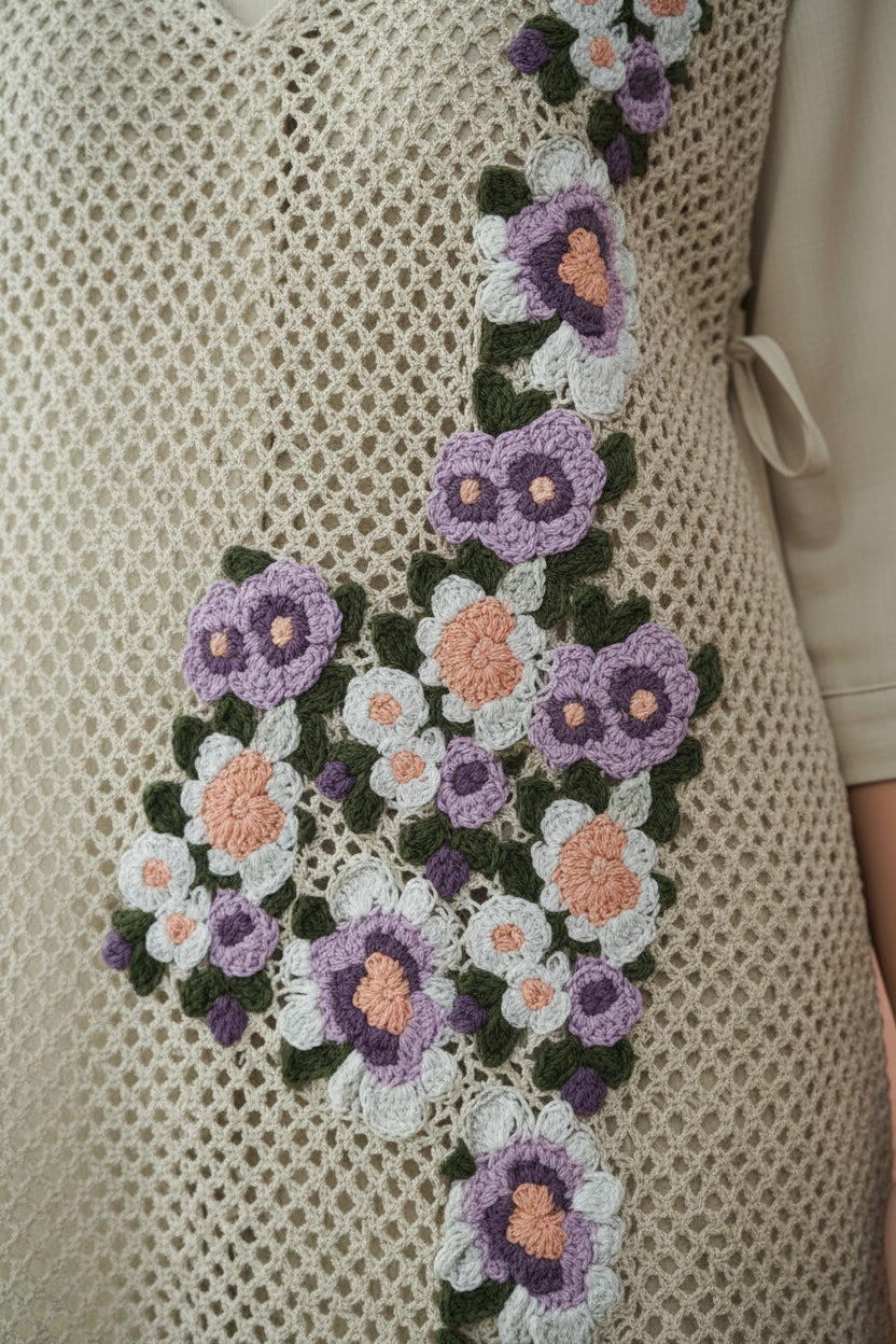 Ivory Floral Crochet Layered Cotton Co-ord Set
