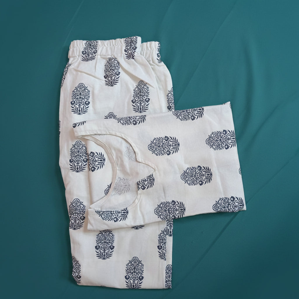 Ivory Floral Printed Cotton Co-ord Set