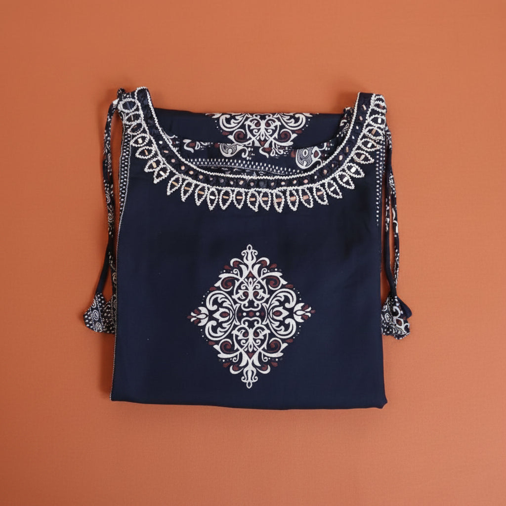 Navy Blue Ethnic Print Co-ord Set