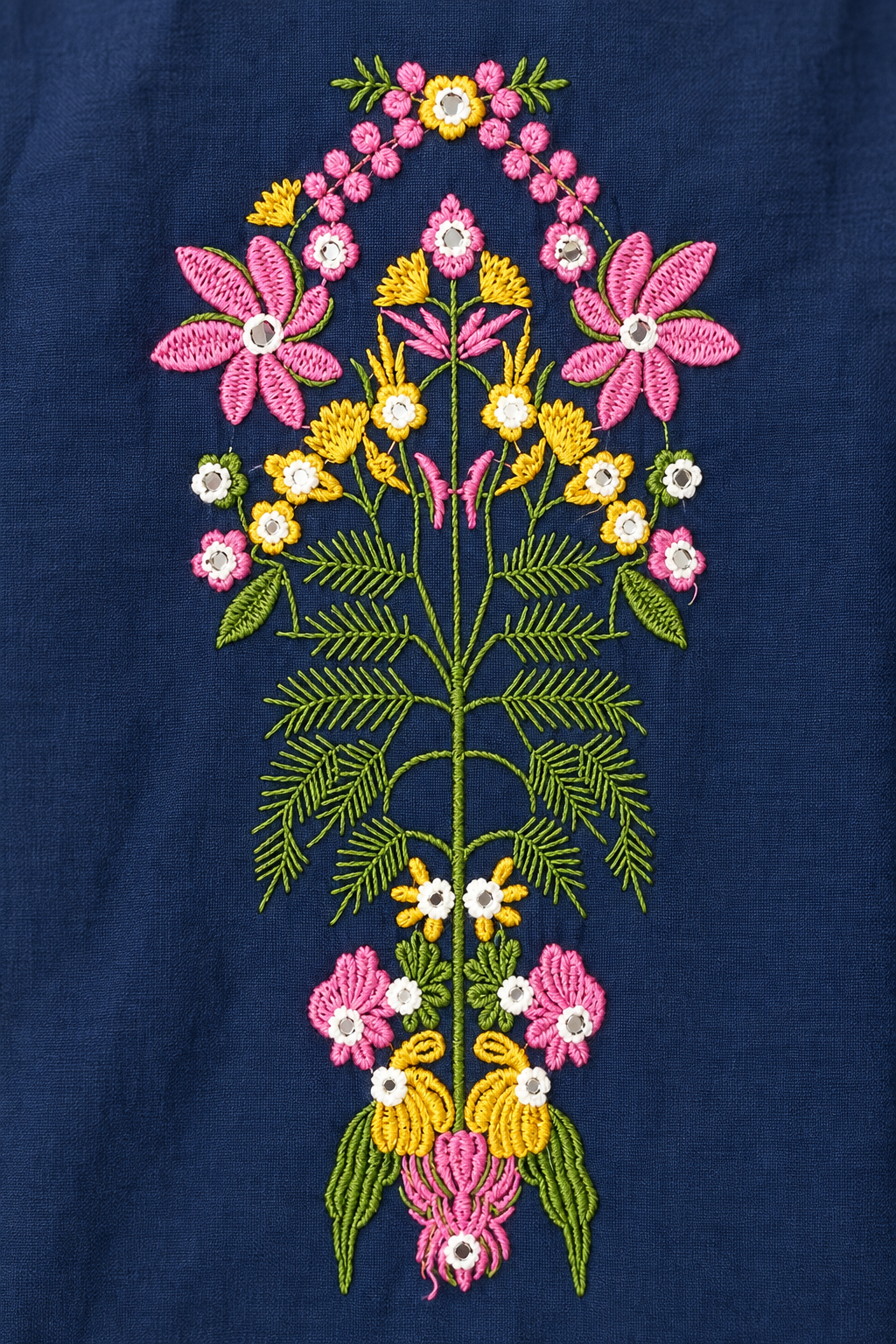 Navy Blue Back Floral Embroidered Co-ord Set