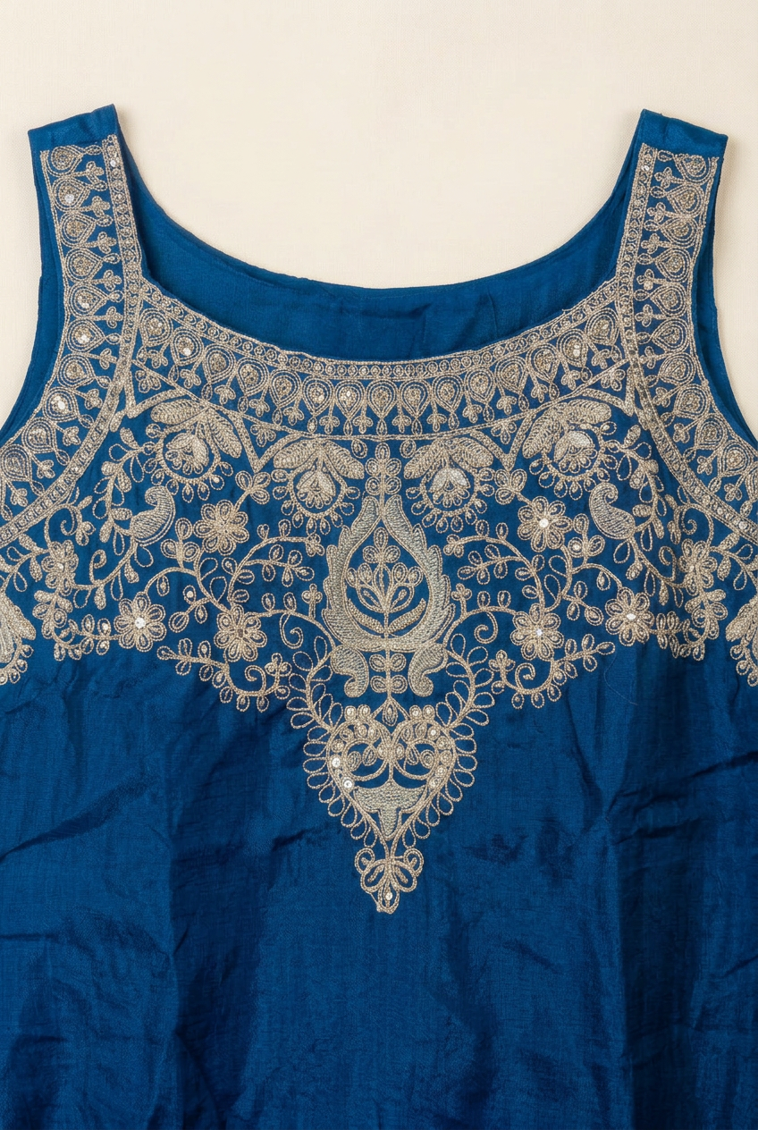 Antique Gold Embroidered Kurta Palazzo Set – Bottle Green, Wine, Royal Blue, Plum