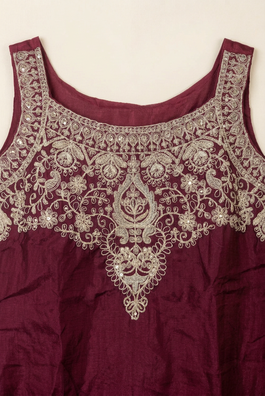 Antique Gold Embroidered Kurta Palazzo Set – Bottle Green, Wine, Royal Blue, Plum