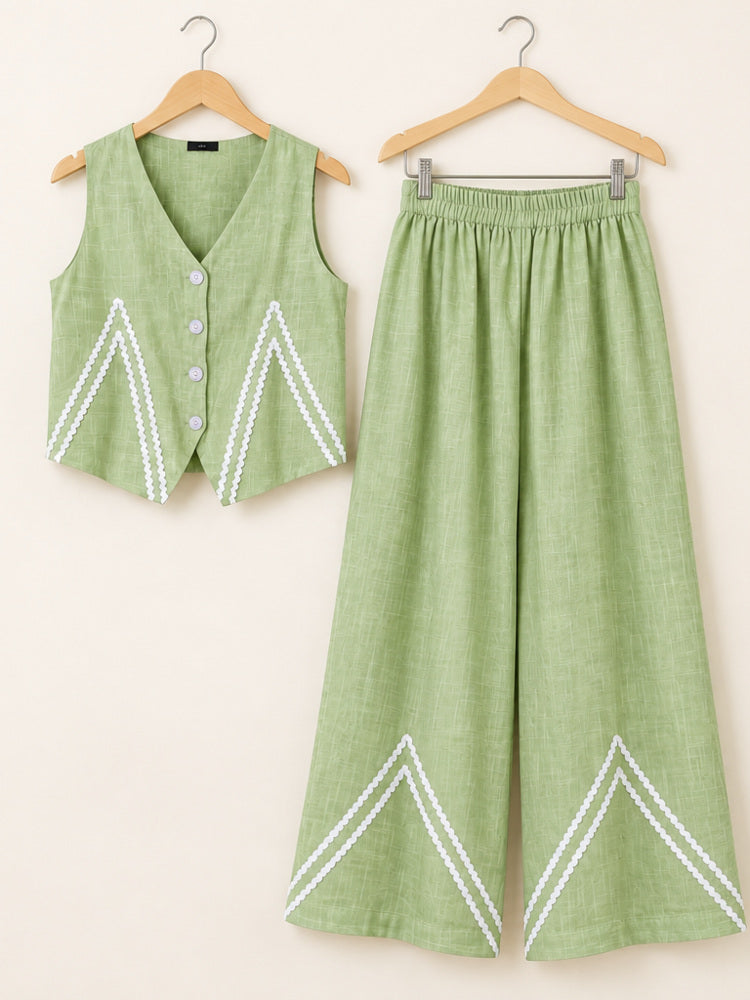 Sage Green Chevron Rick-Rack Co-ord Set