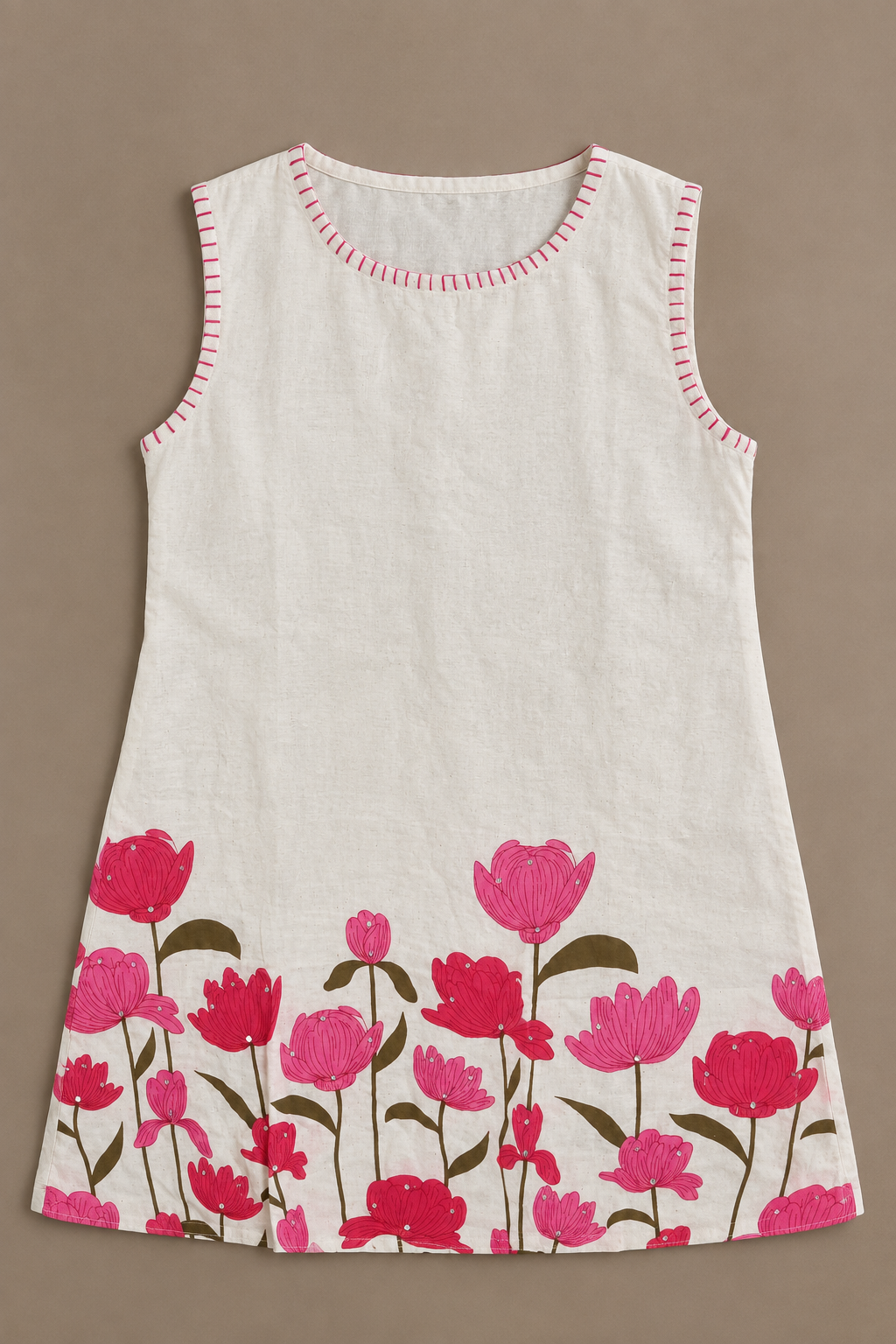 Pink Tulip Print Sleeveless Co-ord Set