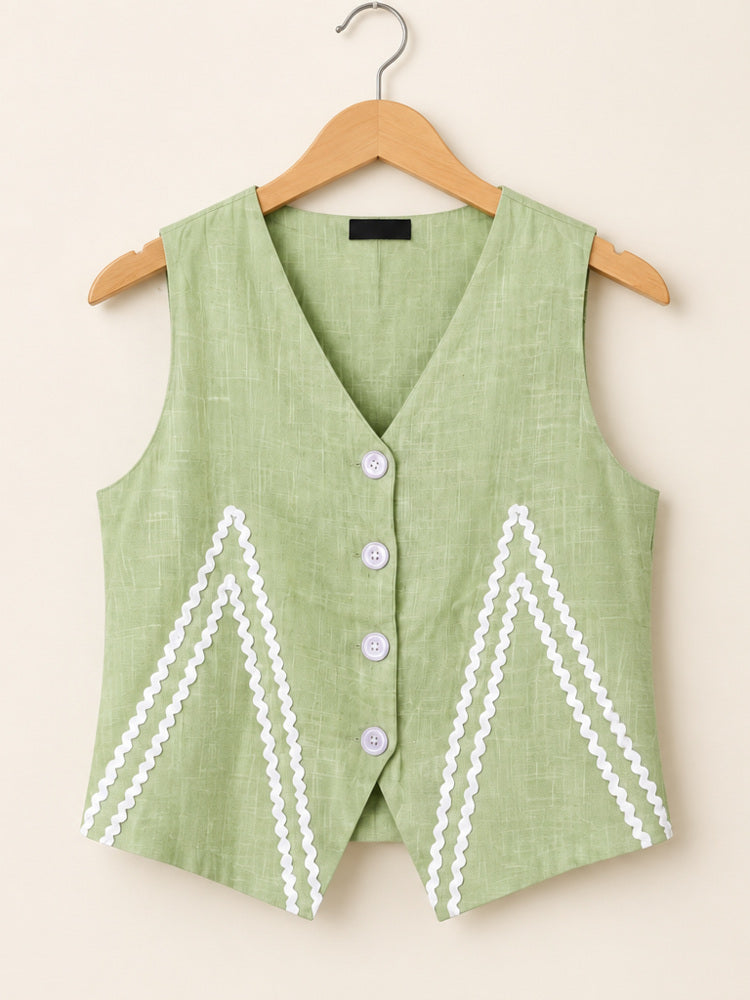 Sage Green Chevron Rick-Rack Co-ord Set